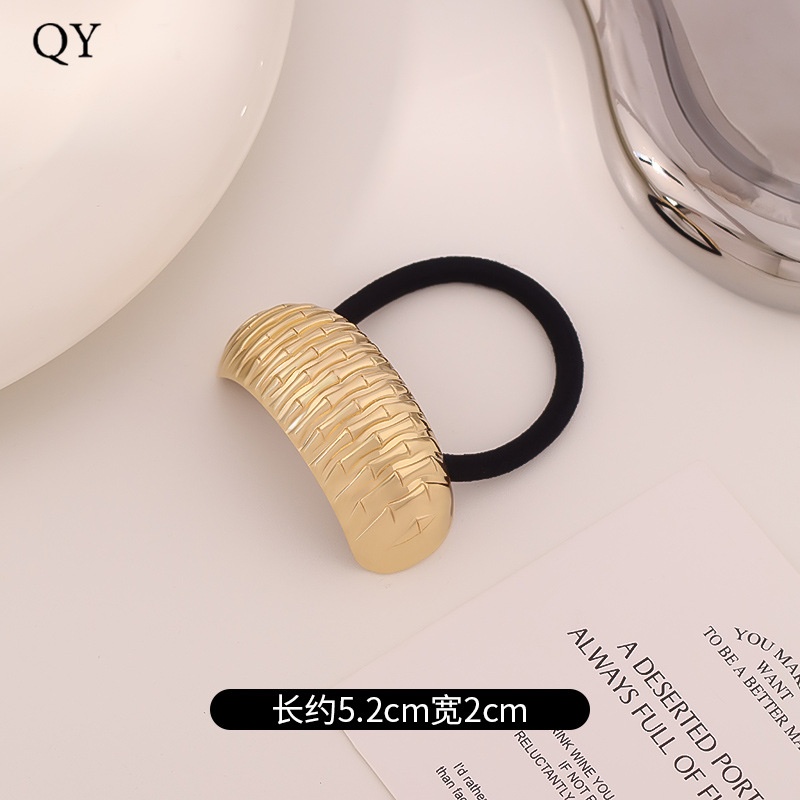 Women's Versatile Retro Alloy Elastic Hair Ties Round Cold Tone