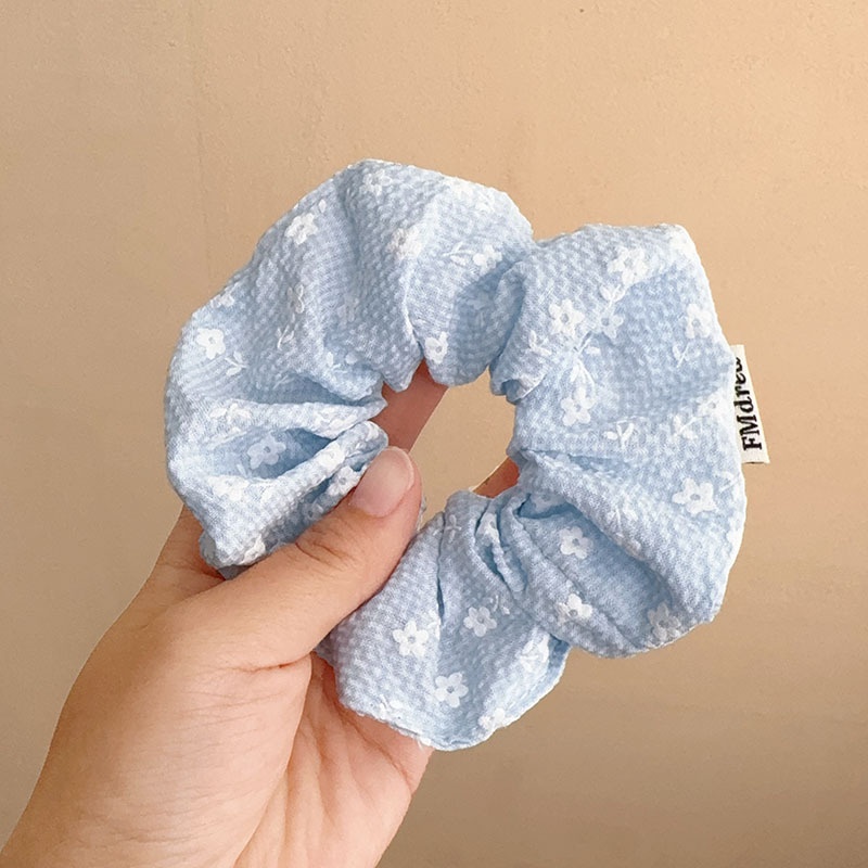 Women Spring Summer Cloth Hair Scrunchie Tie Romantic Polka Dot Lace