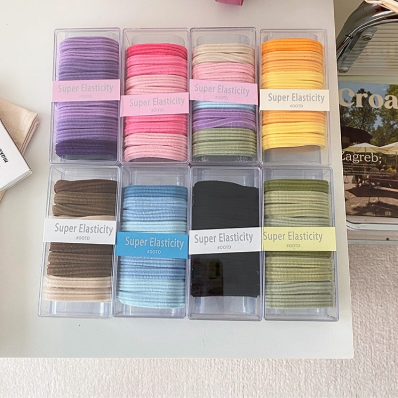 Women High Elastic Cloth Hair Tie No Damage Ponytail Ring Candy Color
