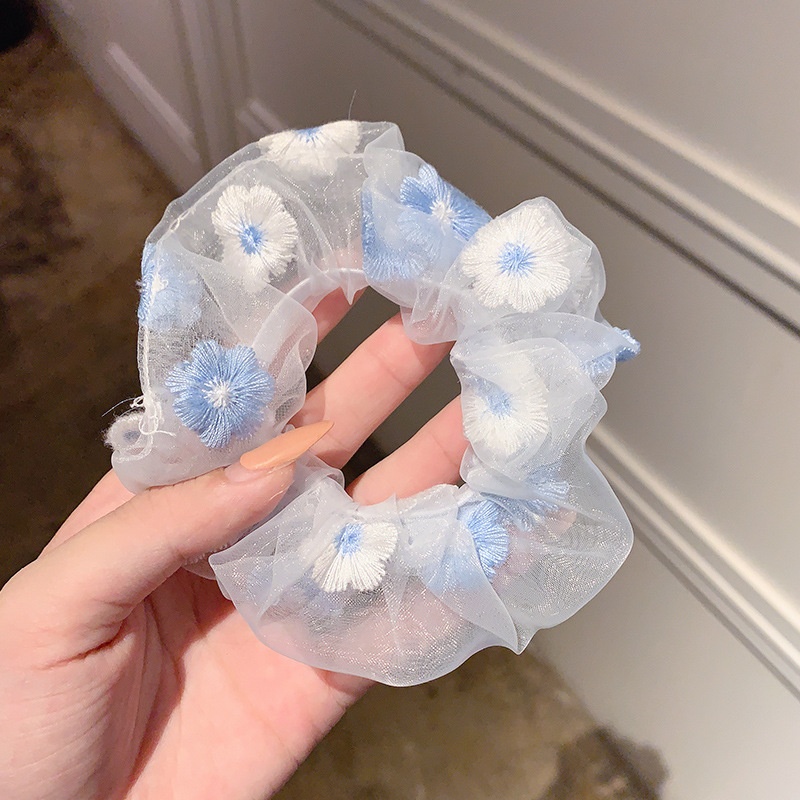 Women Daily Oversized High Elastic Lace Hair Scrunchie Elegant Floral