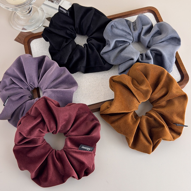 Women's Winter Twill Velvet Scrunchie Ponytail Hair Tie Solid Color