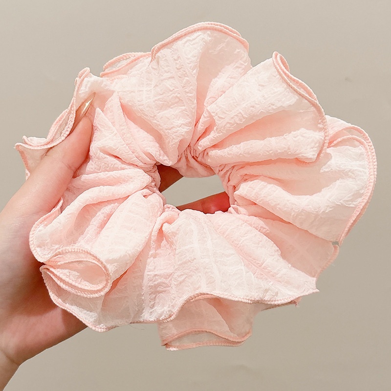 Women's Handmade Spring Ponytail Hair Scrunchie Checkered Fabric
