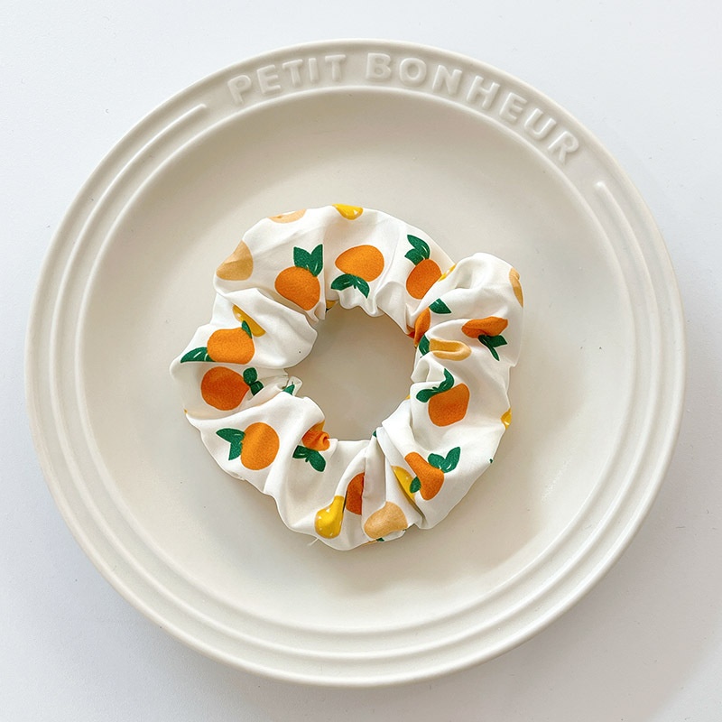 Women's Summer Fabric Scrunchie Pleated Plaid Leopard Hair Tie