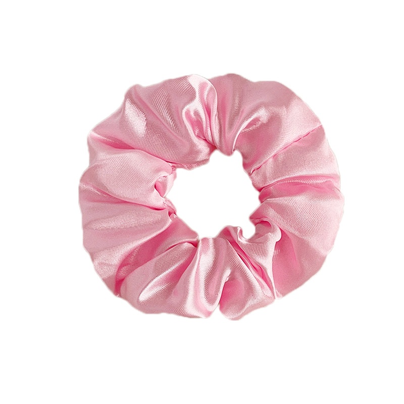 Women's Soft Fabric Ponytail Scrunchie Elastic Hair Tie Solid Pink