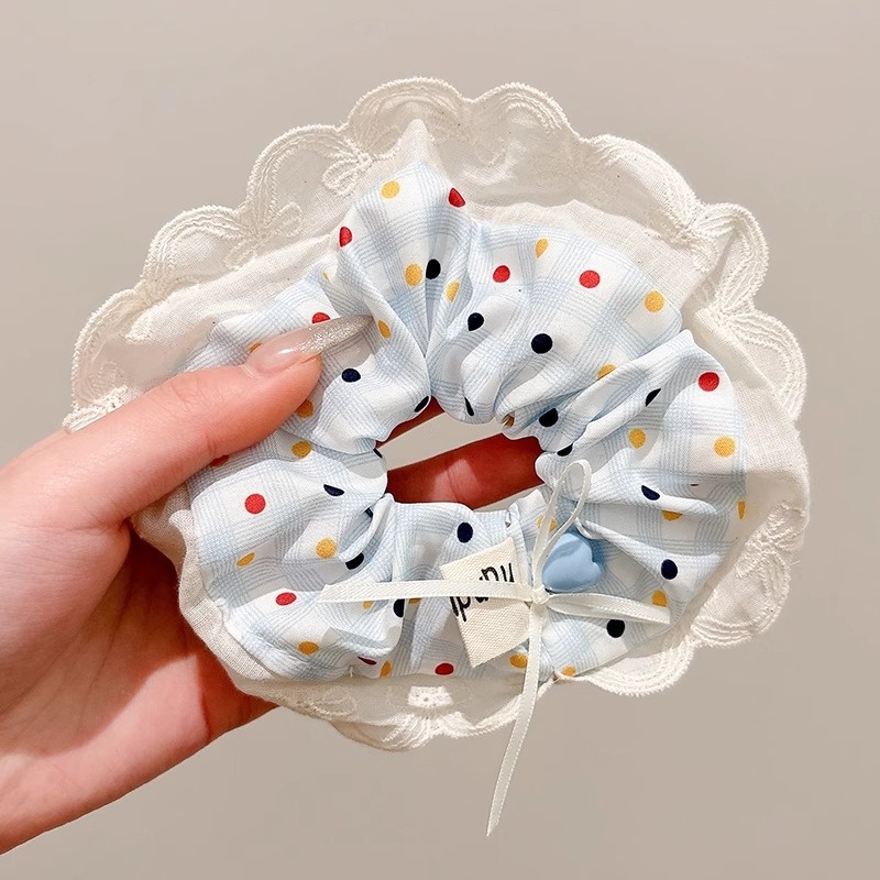 Women's Sweet Bun Scrunchie Hair Tie Multi-layer Lace Knit Cloth