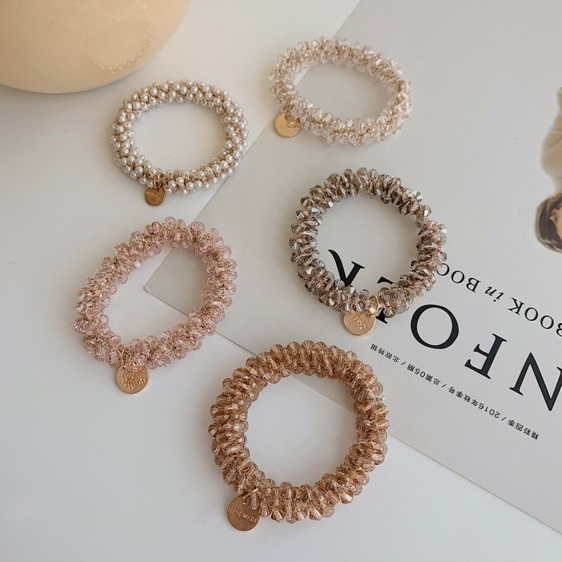 Women's Rhinestone Travel Elastic Hair Band White Yellow Geometric