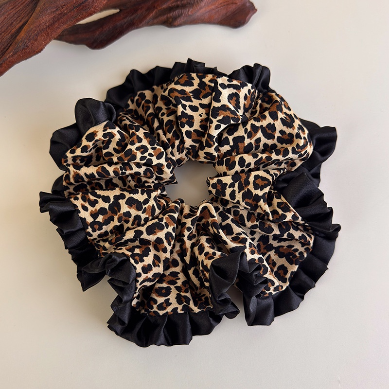 Women's Casual Fabric Elastic Scrunchies High Ponytail Leopard Print