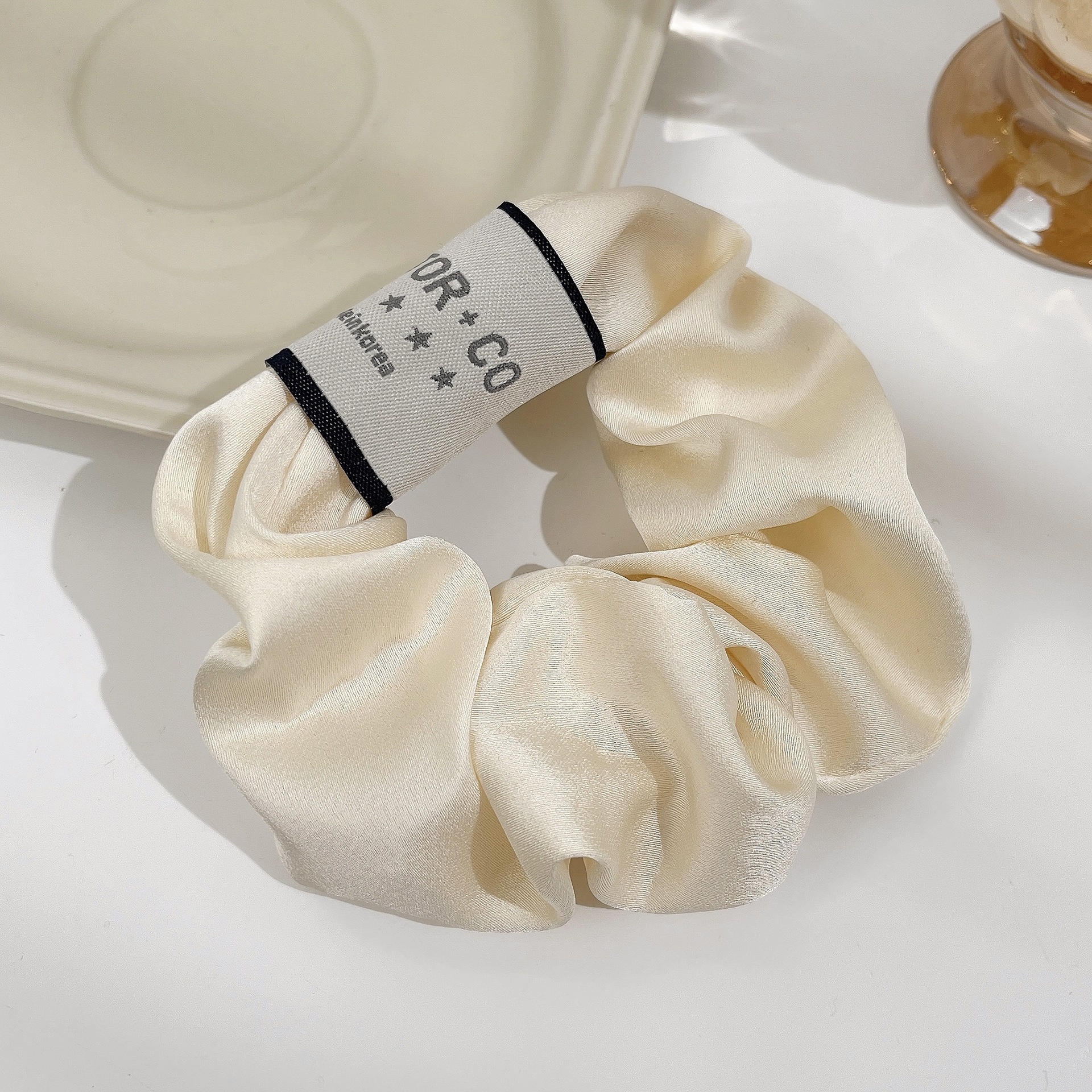 Women's Summer Fabric Scrunchie Pleated Plaid Leopard Hair Tie