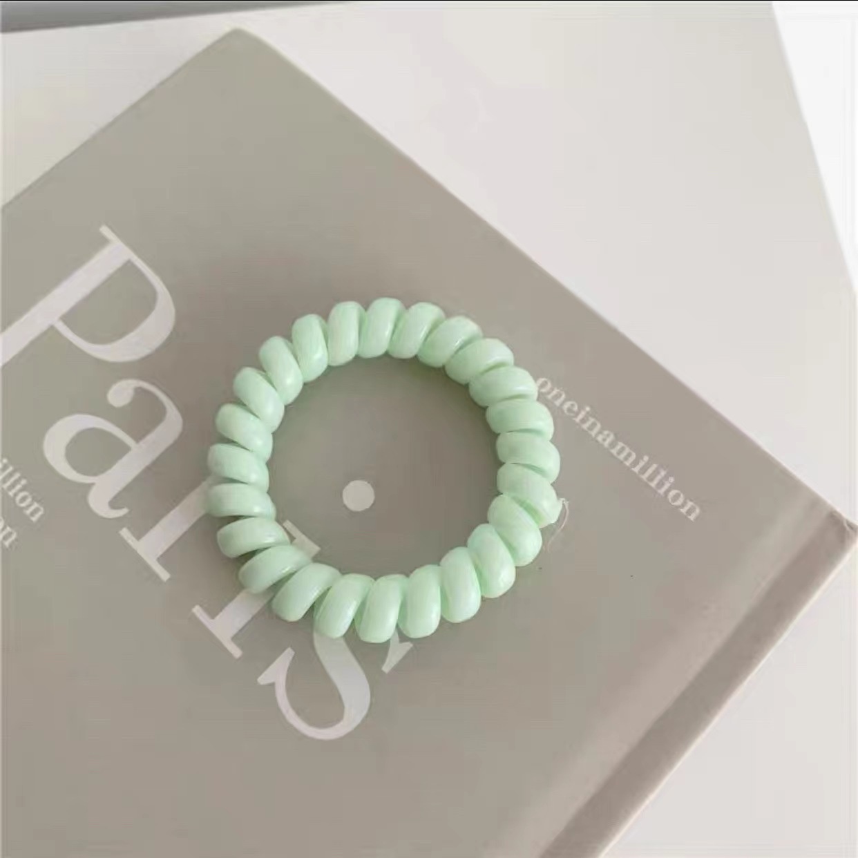 Girls Sweet Traceless Spiral Telephone Wire Hair Ties Candy Color