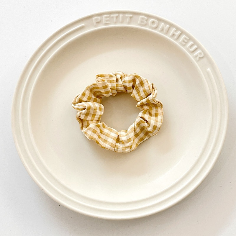 Women's Summer Fabric Scrunchie Pleated Plaid Leopard Hair Tie