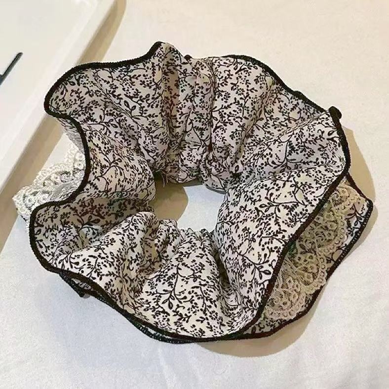 Women's High-End Large Cloth Bun Scrunchie Hair Tie Striped