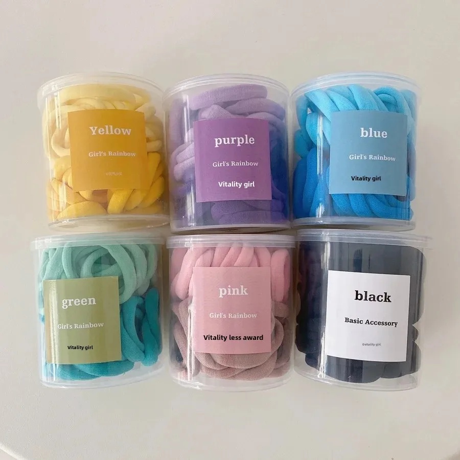 Women's Stretch Nylon High Ponytail Hair Ties 50pcs Sweet Candy Color