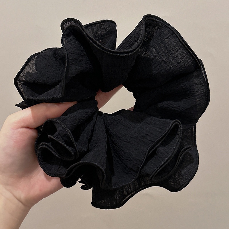 Women's Spring High-End Silky Pleated Pearl Streamer Large Hair Ring