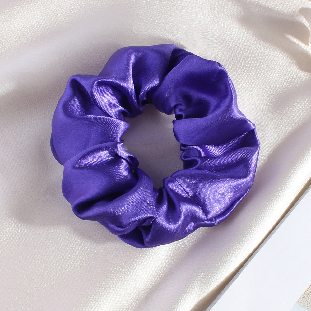 Women's Elegant Summer French Satin Hair Scrunchie Solid Purple