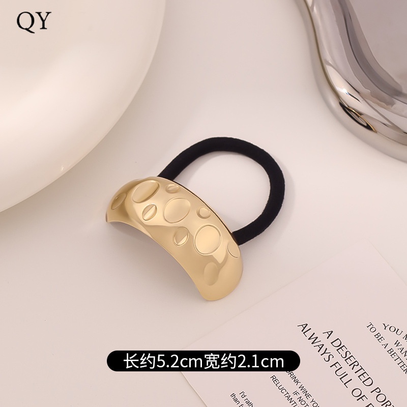 Women's Versatile Retro Alloy Elastic Hair Ties Round Cold Tone