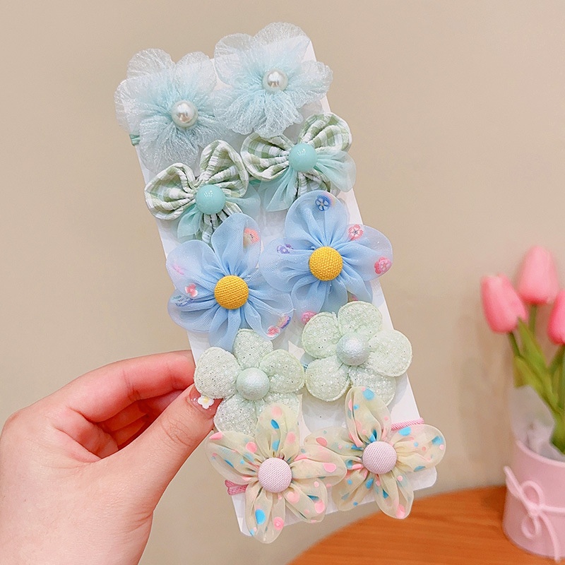 Baby Girls No-Damage Cloth Ponytail Hair Ties Sweet Floral Pattern