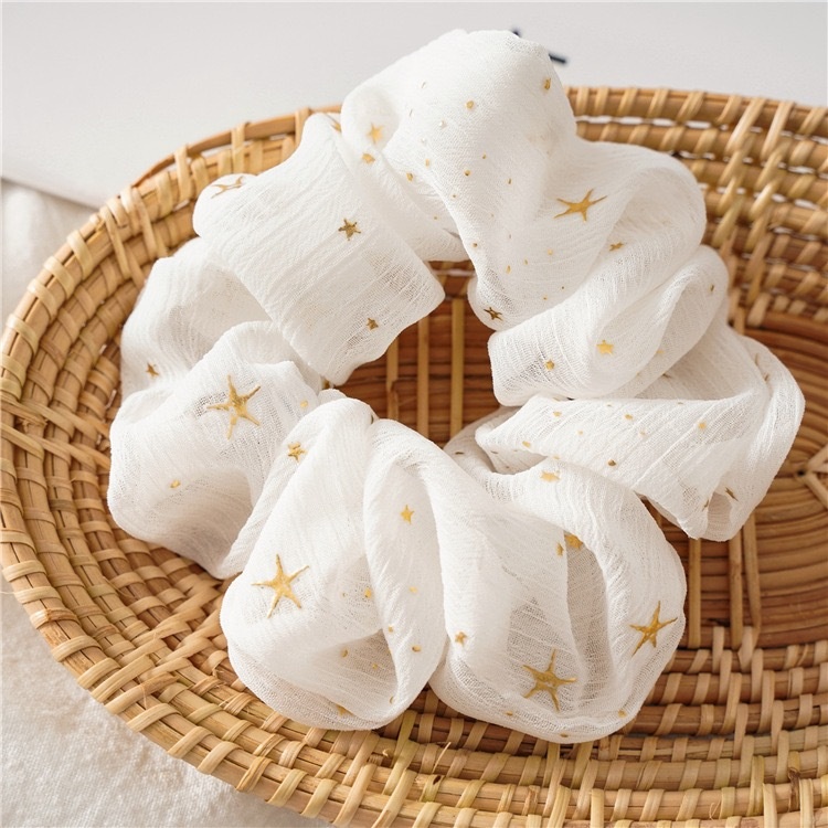Women's Sweet Chiffon Scrunchie All-Match Hair Tie Printed Star Pattern