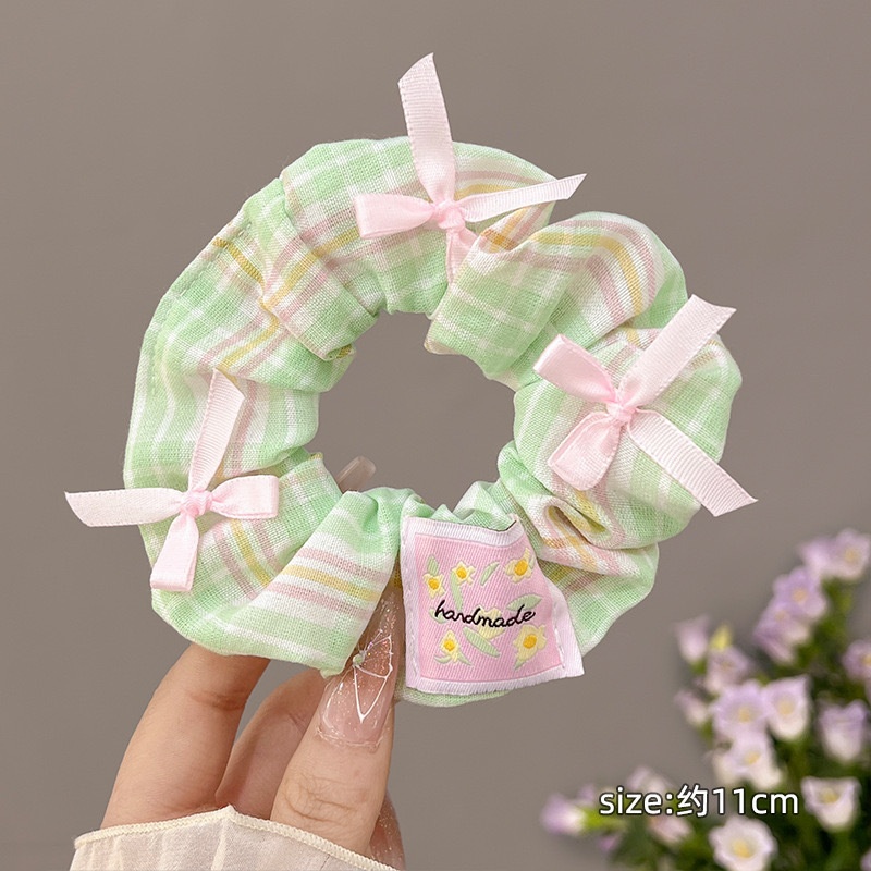 Women Spring Summer Cloth Hair Scrunchie Tie Romantic Polka Dot Lace