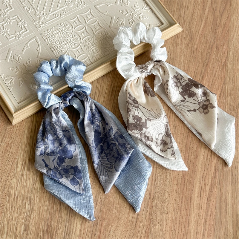 Women's Casual Satin Bow Hair Tie Elegant Butterfly Horse Print