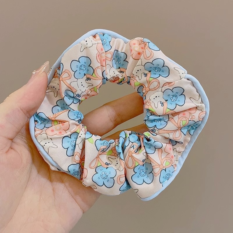 Women's Cloth Lace Scarf Scrunchie Daily Hair Tie Spring Tulip Floral