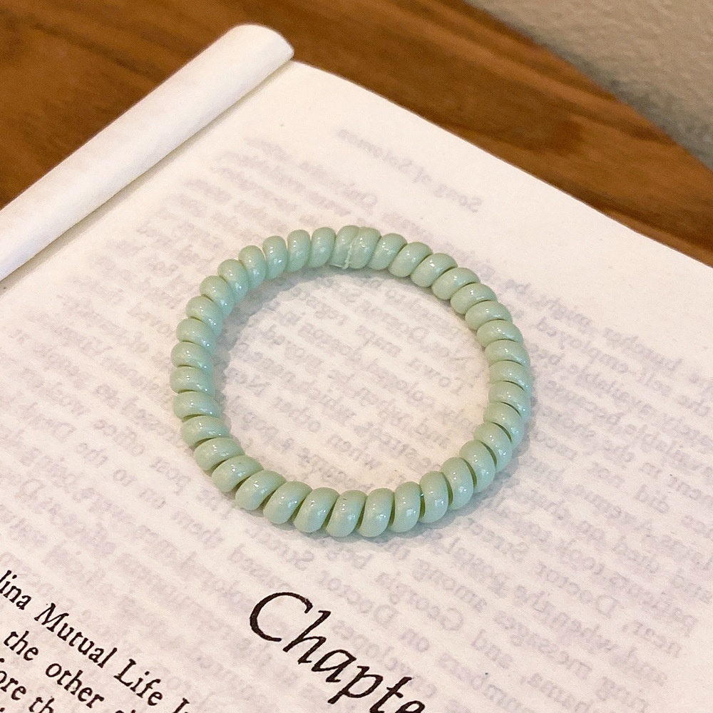 Girls Daily Rubber Spiral Telephone Line Hair Ring Sweet Candy Color
