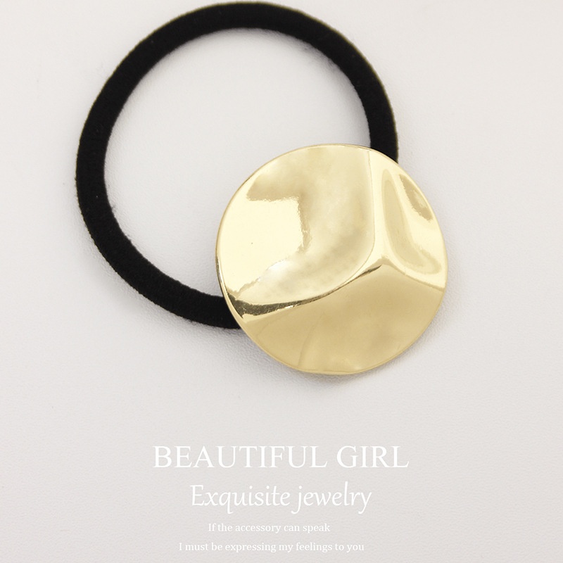 Women's Versatile Retro Alloy Elastic Hair Ties Round Cold Tone