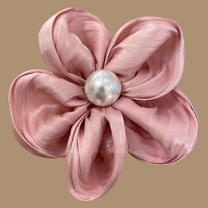 Women's High Elastic Pearl Telephone Cord Hair Tie Holiday Floral Scrunchie