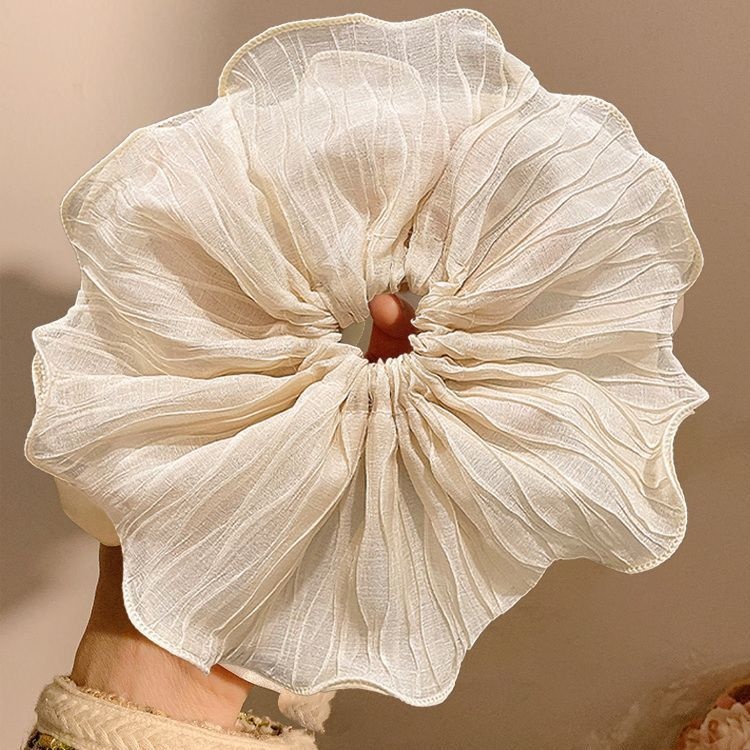 Women Daily Oversized High Elastic Lace Hair Scrunchie Elegant Floral