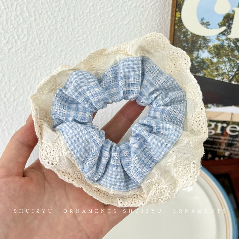 Women's Cloth Lace Scarf Scrunchie Daily Hair Tie Spring Tulip Floral