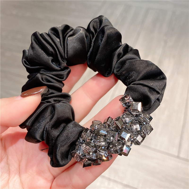 Women's Crystal Beaded Satin Elastic Hairband Multi-color Floral