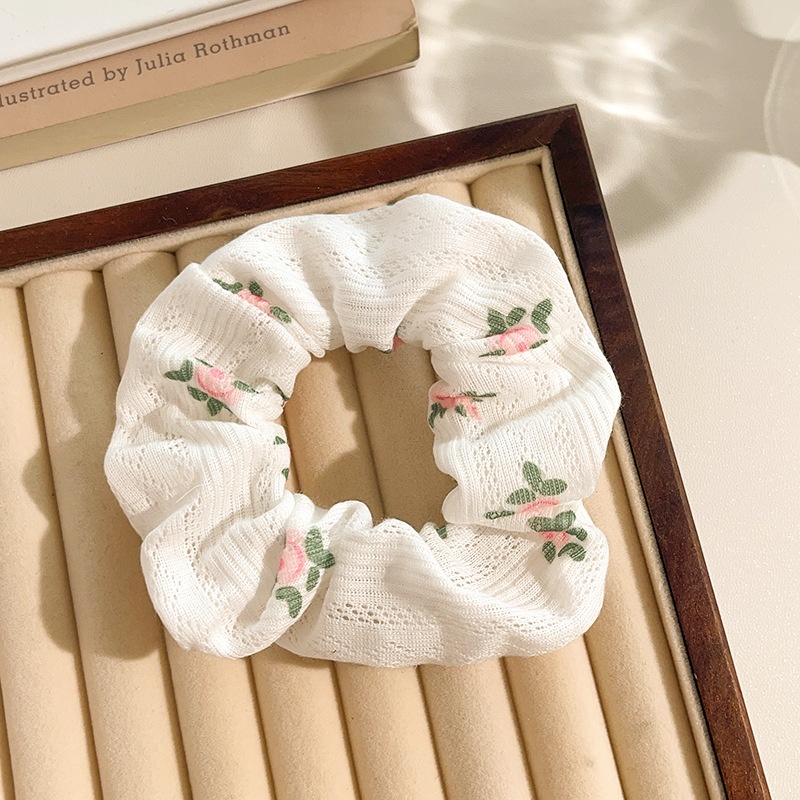 Women's Daily Sweet Rib-Knit Lace Hair Tie Solid Flower Lattice