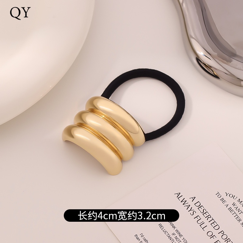 Women's Versatile Retro Alloy Elastic Hair Ties Round Cold Tone