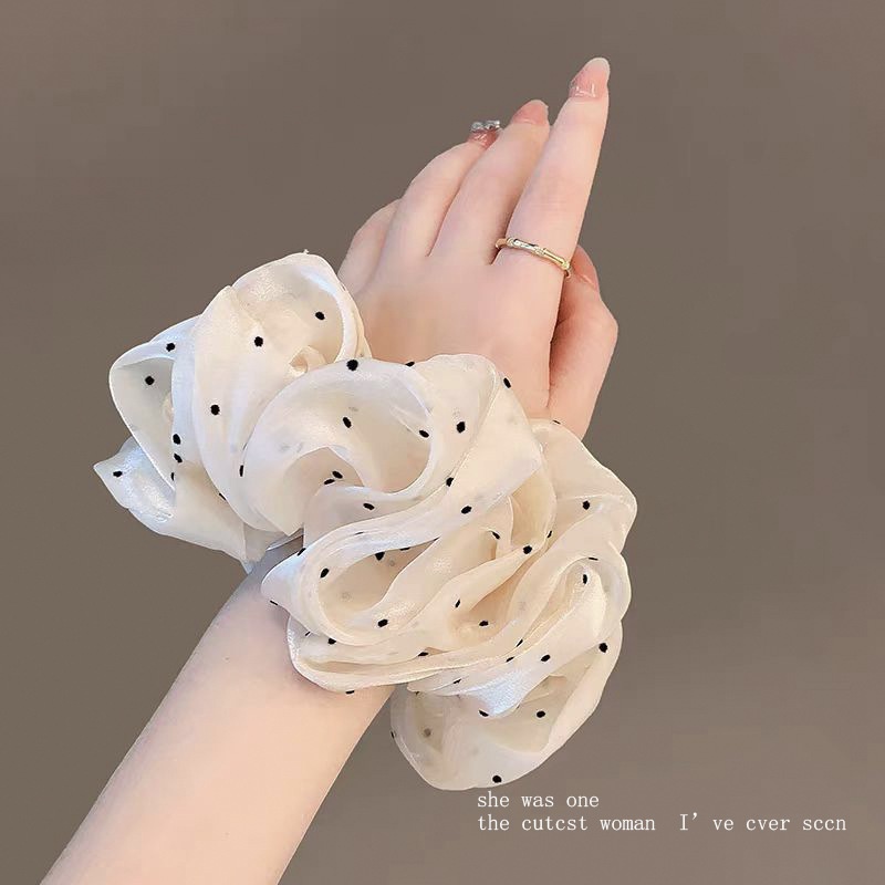 Women's Pearlescent Yarn Ponytail Scrunchie Gradient Polka Dot