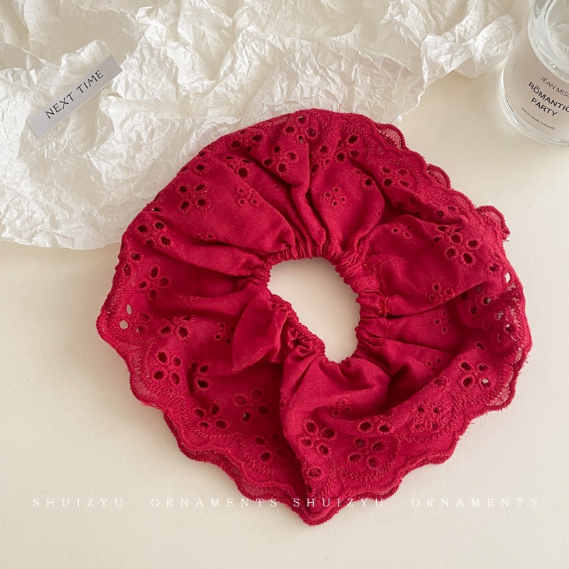 Women Daily Oversized High Elastic Lace Hair Scrunchie Elegant Floral