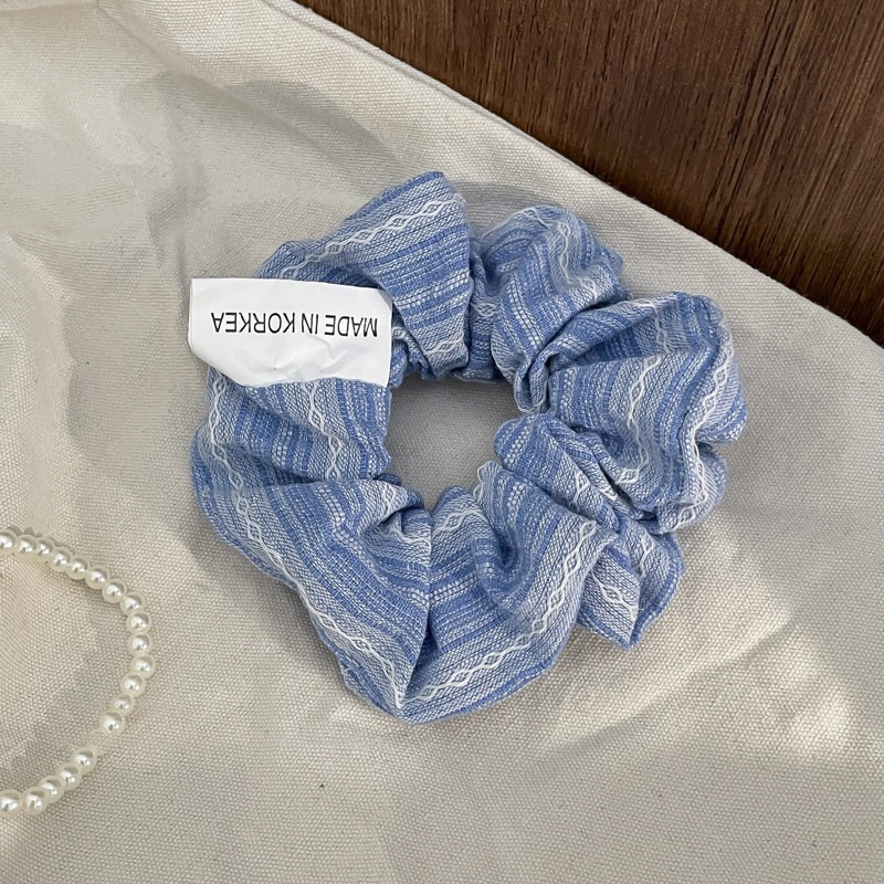 Women's Handmade Spring Ponytail Hair Scrunchie Checkered Fabric