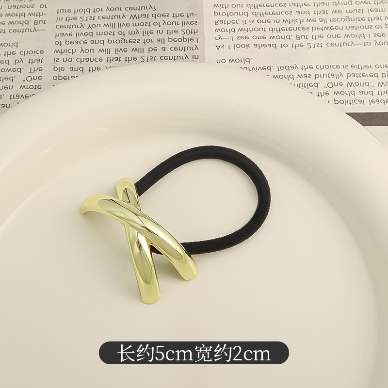 Women's Versatile Retro Alloy Elastic Hair Ties Round Cold Tone