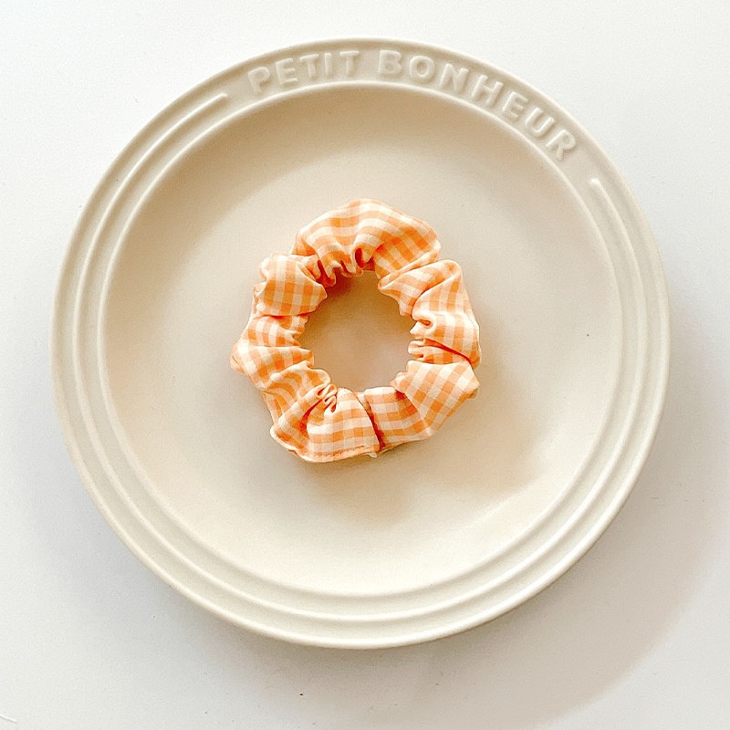 Women's Summer Fabric Scrunchie Pleated Plaid Leopard Hair Tie