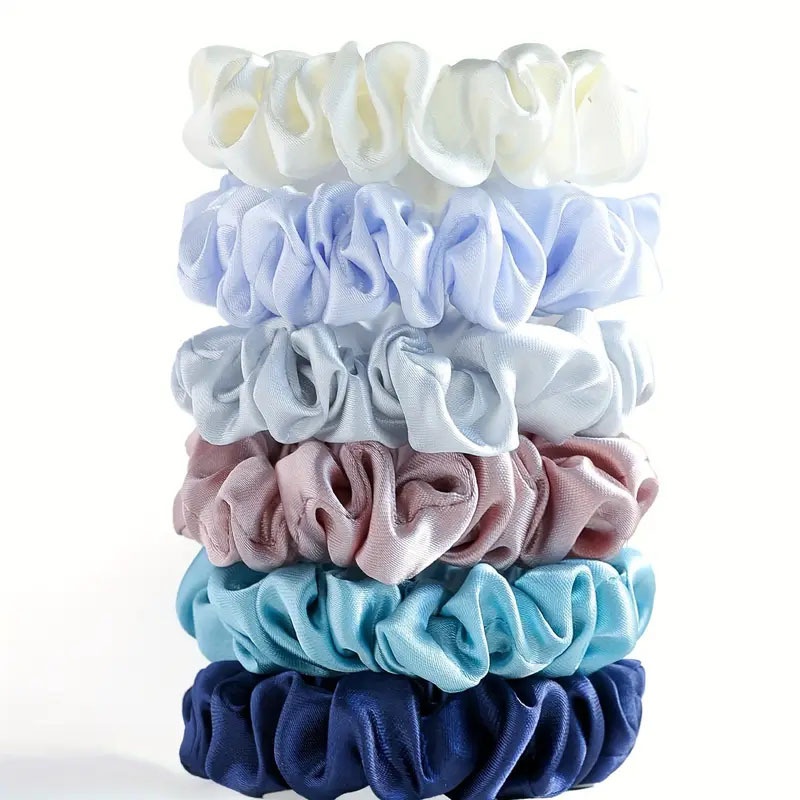 Women's Elegant Satin Scrunchie Hair Tie Knot Set Solid Color Matching