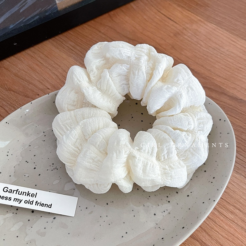 Women's Fairy Style Cloth Cream Puff Hair Tie Ponytail Holder Solid Color