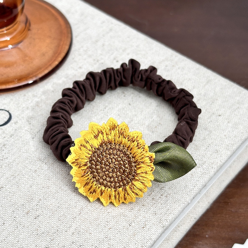 Women's Stylish Commute Pearl Cloth Hair Band Sunflower and Leaves