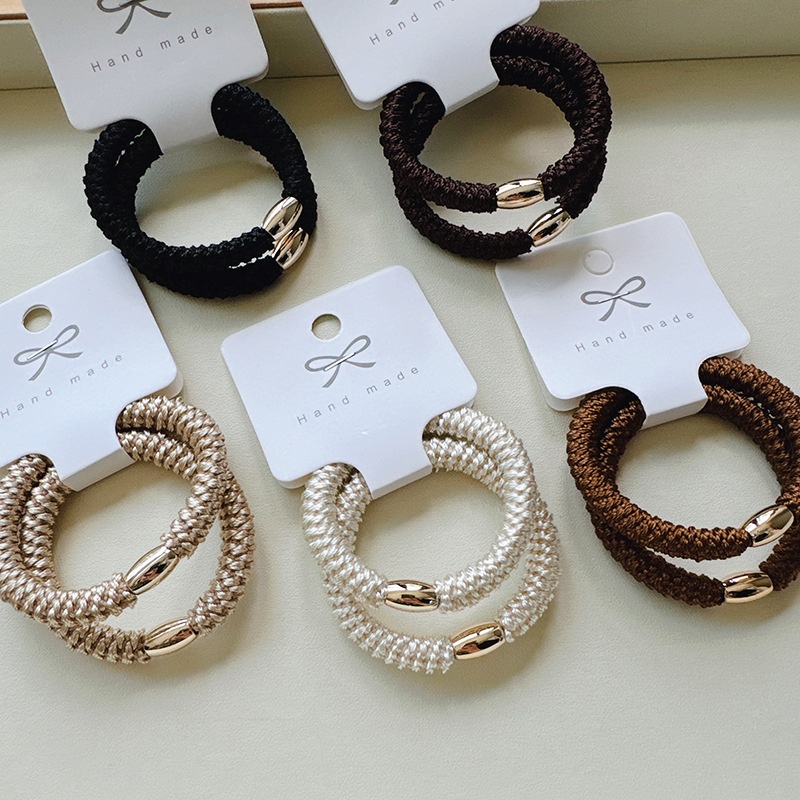 Women's Thick Knitted High Elastic Ponytail Hair Bands Gold Sequin