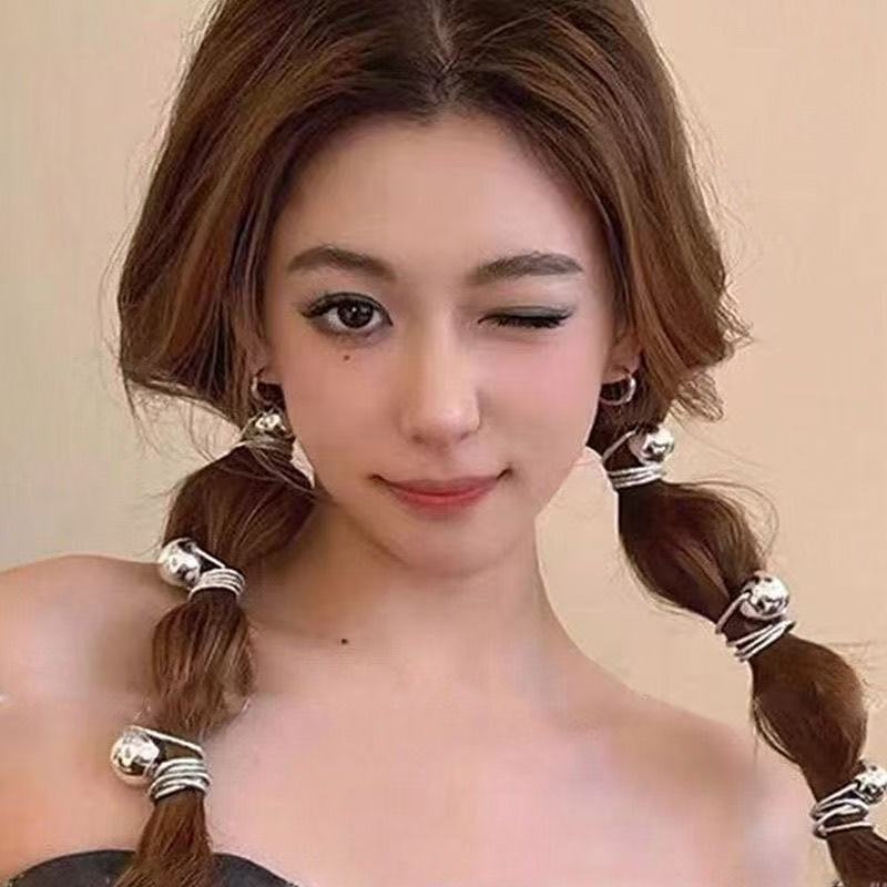 Women's Damage-Free Synthetic Ball Hair Ties For Buns Rose Gold Silver