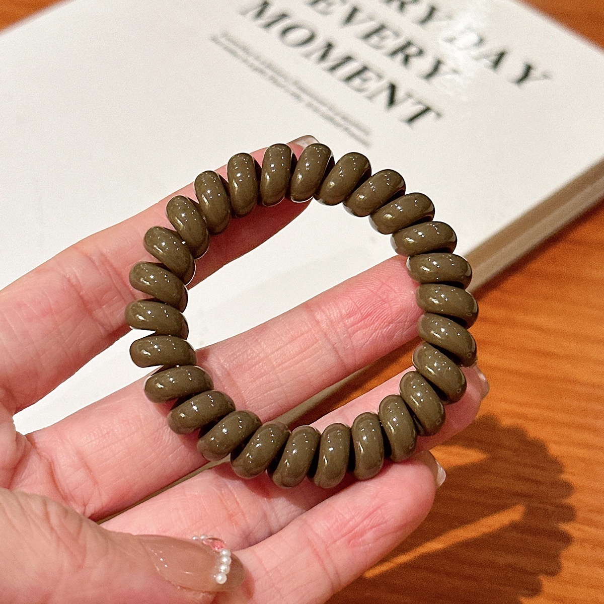 Girls Sweet Traceless Spiral Telephone Wire Hair Ties Candy Color