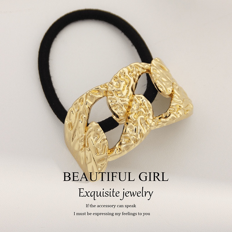 Women's Versatile Retro Alloy Elastic Hair Ties Round Cold Tone