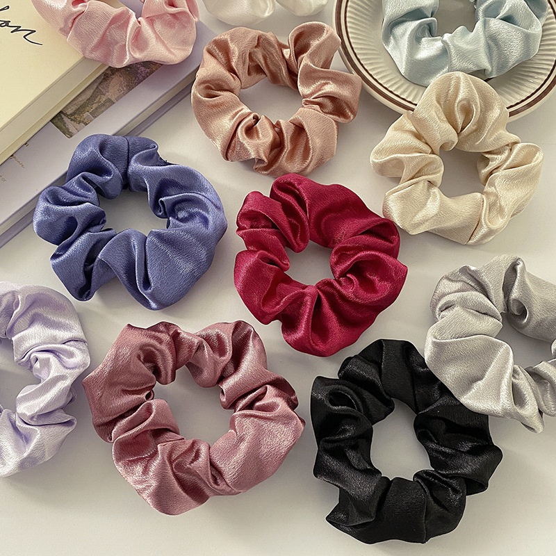 Women's Simple Satin Scrunchie Daily Ponytail Hair Tie Solid Color