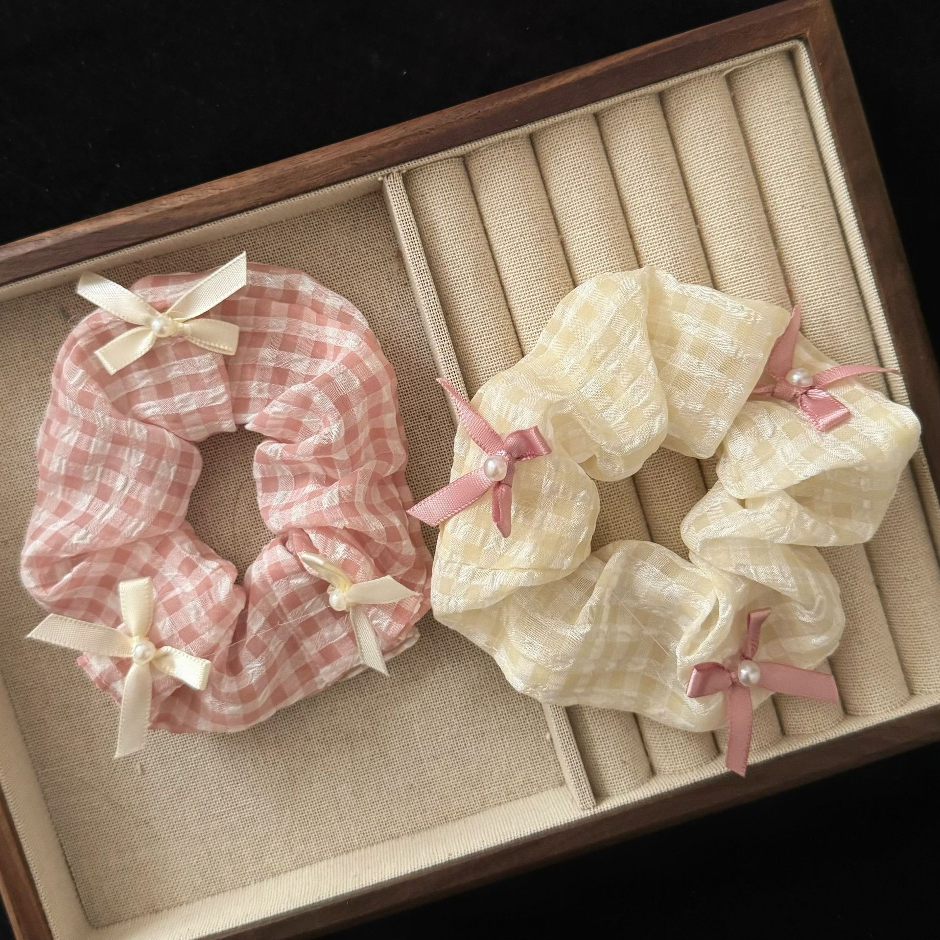 Girls Sweet Cloth Large Elastic Ponytail Holder Hair Ties Three Bowknot