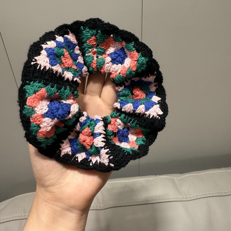 Women's Handmade Knitted Wool Ponytail Hair Tie Floral Butterfly Knot