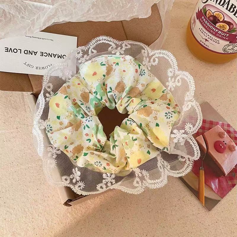 Women's Sweet Summer Bun Hair Scrunchie Irregular Pleated Fabric Tie