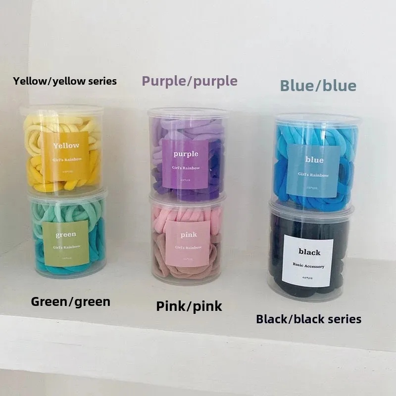 Women's Stretch Nylon High Ponytail Hair Ties 50pcs Sweet Candy Color