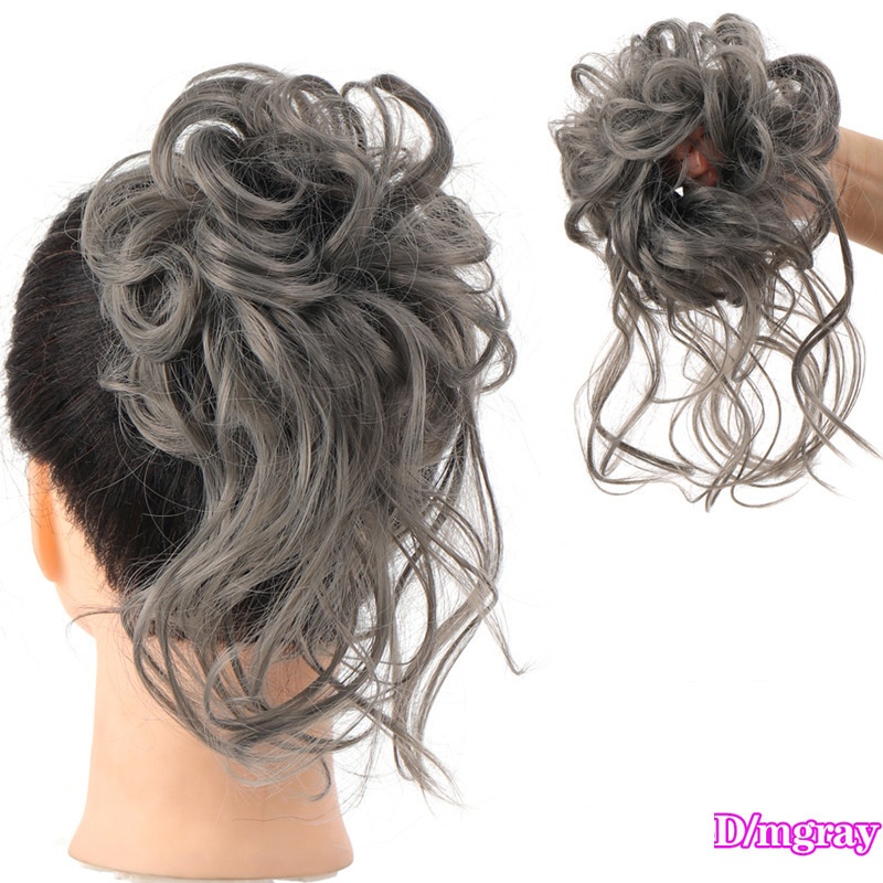 Women Daily Updo Messy Bun Hair Ring High Temp Silk Natural Texture